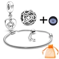 Silver charm bracelet with heart Friends pendant and infinity bead in orange gift bag - Friends Infinity Style (013)