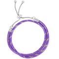 Double-layer purple snake chain bracelet with adjustable silver bolo clasp and beads - Silver with Purple Gold Snake Chain (Style 010)