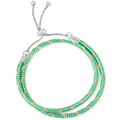 Adjustable emerald green double wrap snake pattern bracelet with gold spiral details - Silver with Emerald Green Gold Pattern (Style 012)