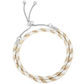 3mm double-layer braided chain bracelet in silver and gold with adjustable slide clasp - Silver with Gold Silver Interwoven (Style 08)