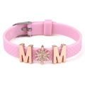 Bracelet rose en silicone avec lettres MOM et breloque étoile étincelante pour femme - Style Strass Étoile MOM (025)