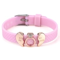 Bracelet en silicone rose avec pendentifs Best Friend en forme de cœur rose doré - Style Coeur Joint Best Friend (029)