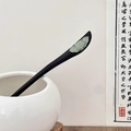 Minimalist ebony wood hair stick with a green jade lotus flower carving in a classic design - Lotus Charm Style (9#)