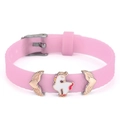 Bracelet ajustable en silicone rose avec charms licorne et cœurs ailés en métal - Style Licorne et Coeur Ailé (036)