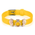 Yellow silicone wristband with Best Friend heart charms and rose gold ring detail - BestFriend Heart Ring (027)