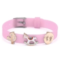 Bracelet en silicone rose avec breloques cheval à bascule et palette d'artiste - Style Palette et Cheval à Bascule (041)