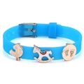 Verstellbares 10mm blaues Silikonarmband mit Schaukelpferd- und Paletten-Anhängern - Palette Schaukelpferd Pfote Stil (040)