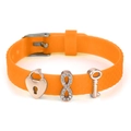 10mm orange silicone grid bracelet with rose gold heart lock and infinity charms - Heart Lock Infinity And Key Style(028)