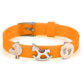 Orange 10mm adjustable silicone bracelet with carousel and palette enamel charms - Palette Horse Paw Style (041)