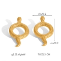 Boucles d'oreilles créoles serpent en acier inoxydable doré 18 carats texturées chic - Forme de Serpent (HC-E10357)