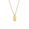 Golden sun tarot card necklace with matte finish and zircons on a rope chain - Tarot Necklace-The Sun (YLN2943)