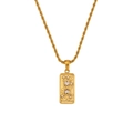 Gold rope chain necklace with a Carpe Diem hourglass tarot pendant and zircons - Tarot Rope Chain Necklace-Gold-Carpe Diem (YLN2943)