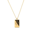 Gold stainless steel tarot card necklace with sun star charms and black drip oil - Diagonal Enamel Sun Star Tarot Necklace-Gold-Black (YLN2943)