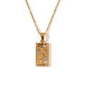 18K vergoldete Tarot-Halskette mit Strength-Karte, Leoparden- und Sonnen-Gravur - Gold-Kraft