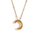 18K gold plated stainless steel balloon letter C pendant necklace with bead chain - Letter C / Gold