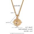 18K gold stainless steel sun tarot card necklace with evil eye and white crystals - Curb Chain Round Tarot Coin Necklace-Gold-Eye (YLN2943)