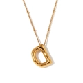 Puffy 3D alphabet letter D pendant necklace in polished 18K gold plated stainless steel - Letter D / Gold