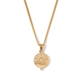 Golden coin necklace featuring a hand holding lotus relief with white zircon inlay - Curb Chain Round Tarot Coin Necklace-Gold-Flower (YLN2943)