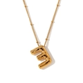 18K vergulde roestvrijstalen ketting met ballonletter E hanger en kralenketting - Letter E / Goud