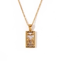 18K gold-plated stainless steel Tarot The Lovers necklace with mother of pearl inlay - Gold-The Lovers