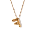 18K vergulde roestvrijstalen halsketting met 3D-ballonletter F hanger en fijne kralenketting - Letter F / Goud