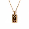 Gold 18K plated stainless steel The Star tarot card necklace with blue pink crystals - Gold - Star