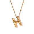 Halsketting met bubble letter H hanger, 18K verguld roestvrij staal met kralenketting - Letter H / Goud