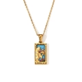 Tarot Empress necklace in 18K gold plated stainless steel with blue enamel finish - Gold-The Empress