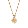 Golden galaxy coin necklace with planet relief and sparkling zircon details - Curb Chain Round Tarot Coin Necklace-Gold-Universe (YLN2943)