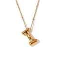 Ketting met 18K vergulde letter I-hanger in ballonstijl en fijne kralenketting - Letter I / Goud