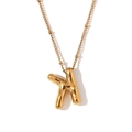 Vergulde ketting met ballonletter K-hanger en verfijnde kralenketting voor vrouwen - Letter K / Goud