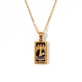 18K gold plated stainless steel Tarot necklace featuring the Temperance card with blue crystals - Gold-Temperance