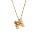 Ketting met ballonletter M hanger van 18K verguld roestvrij staal en kralenketting - Letter M / Goud
