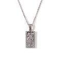 Silver tarot strength card necklace with leopard and sun relief in polished steel - Silver-Strength