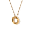 18K vergulde ketting met ovale ballon-hanger en fijne satellietketting voor dames - Letter O / Goud