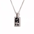 Silver knight of cups tarot card necklace with black enamel inlay in stainless steel - Silver-Knight of Cups