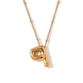 3D ballon letter P ketting hanger van 18K verguld roestvrij staal met fijne kralenketting - Letter P / Goud