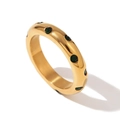 Minimalistischer Ring aus 18K vergoldetem Edelstahl mit grünen runden Zirkonia - US 6 / Runder Diamant Einfacher Ring / Gold Grün