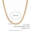 Gold 316L stainless steel flat snake chain necklace with 40+5cm length and 3.1mm width - 3mm Wide Blade Chain Necklace - Gold / 40cm+5cm