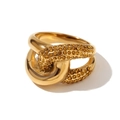 18K vergoldeter Edelstahlknotenring mit orangefarbenem Zirkonia-Pavé-Besatz - US 6 / Crisscross Knot Contrast Zirconia / Goldchampagner