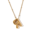 18K vergulde roestvrijstalen ketting met ballonletter R hanger en verfijnde kralenketting - Letter R / Goud