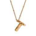 Gouden 3D ballon ketting met letter T hanger en kralenketting in 18K goudafwerking - Letter T / Goud