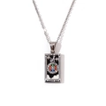 Tarot Wheel of Fortune pendant necklace in silver finish with colorful enamel and diamonds - Steel-The Wheel