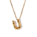 Gepolijste 18K vergulde roestvrijstalen ketting met ballon letter U hanger en kralenketting - Letter U / Goud