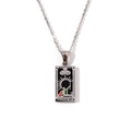 Silver-toned stainless steel tarot necklace featuring The Magician card with rhinestones - Steel-The Magician