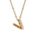 Minimalistische 18K vergulde ketting met een 3D ballonvormige letter V hanger van staal - Letter V / Goud