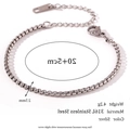 Bracelet chaîne box argentée de 2,5 mm en acier inoxydable 316L avec fermoir mousqueton - Bracelet Couleur Acier (15cm+5cm)