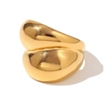 Bague minimaliste en acier inoxydable plaqué or 18K au design organique irrégulier - US 6 / Bague Large Entrelacée Double Couche Lisse / Or