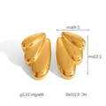 Boucles d'oreilles dorées en acier avec design de feuilles à trois couches - Triple Feuille (HC-E10348)