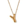 3D ballonletter Y hanger van 18K verguld roestvrij staal met kralenketting - Letter Y / Goud